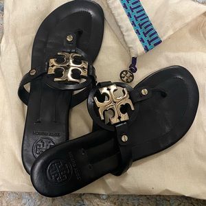Tory Burch Miller 2 Black Leather Sandal size 7